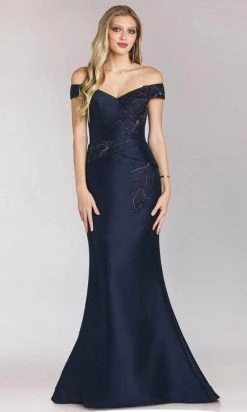 Feriani Couture 18214 - Off-Shoulder Metallic Trumpet Dress