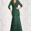 Feriani Couture - 18399 Classy Lace V-Neck Evening Gown