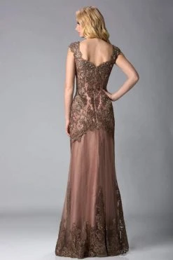 Feriani Couture - 18401 Embellished V Neck Lace Evening Gown