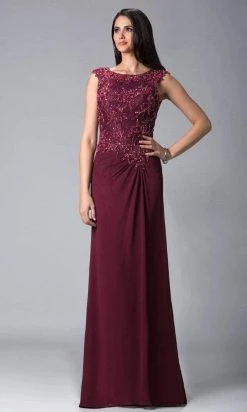 Feriani Couture - 18402 Embellished Cap Sleeve Column Gown