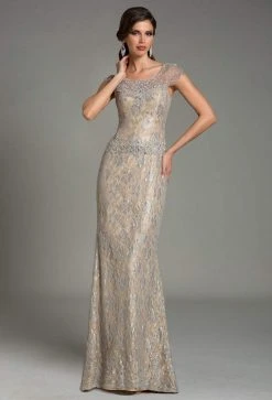 Feriani Couture - 18484 Crystal Embellished Floral Long Dress
