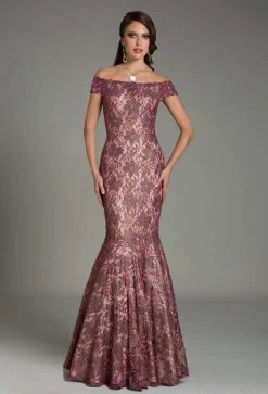 Feriani Couture - 18513 Off Shoulder Lace Floral Mermaid Gown