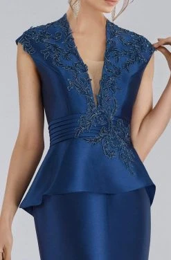 Feriani Couture - 18516 Embroidery Appliqued Sheer V Neck Mermaid Gown 7 Feriani Couture - 18516 Embroidery Appliqued Sheer V Neck Mermaid Gown