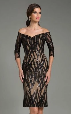 Feriani Couture - 18528S Abstract Printed Cocktail Dress