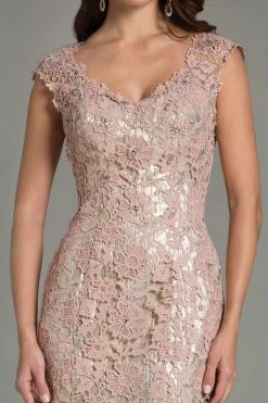 Feriani Couture - 18532 Floral Lace Cap Sleeves Long Dress