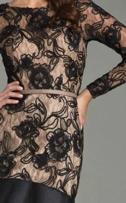 Feriani Couture - 18554 Laced Bateau Neck Trumpet Dress