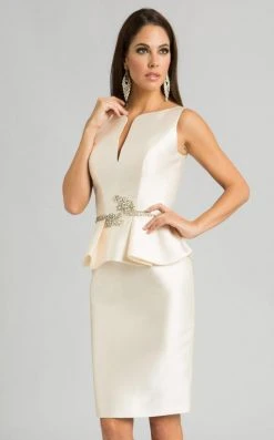 Feriani Couture - 18558 Bejeweled Peplum Cocktail Dress