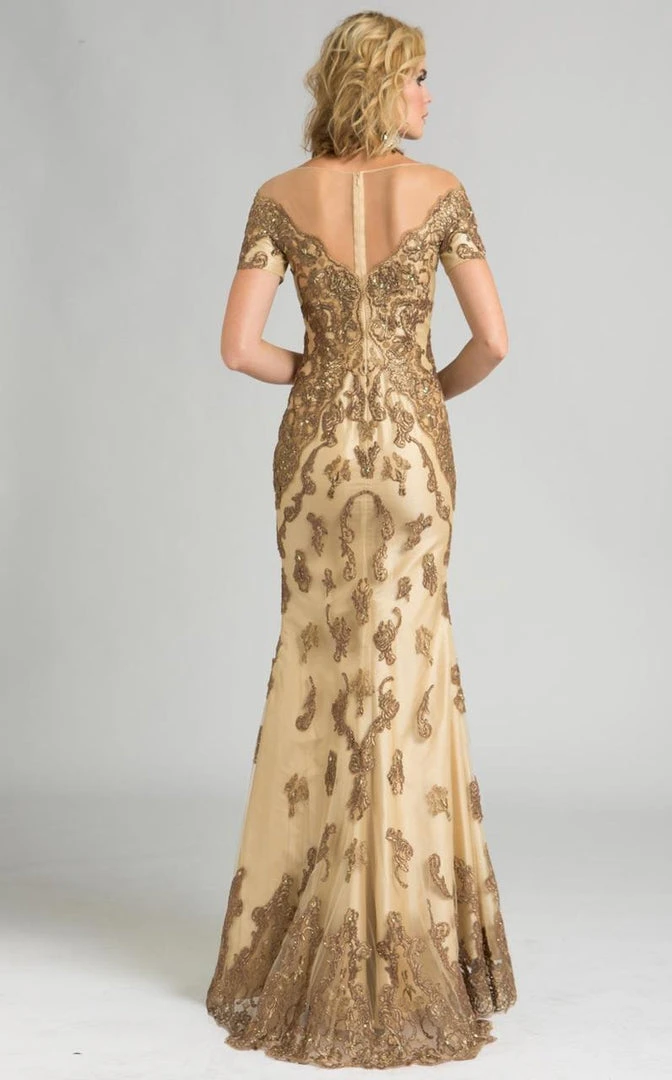 Feriani Couture - 18569 Embellished V-Neck A-Line Dress 4 Feriani Couture - 18569 Embellished V-Neck A-Line Dress