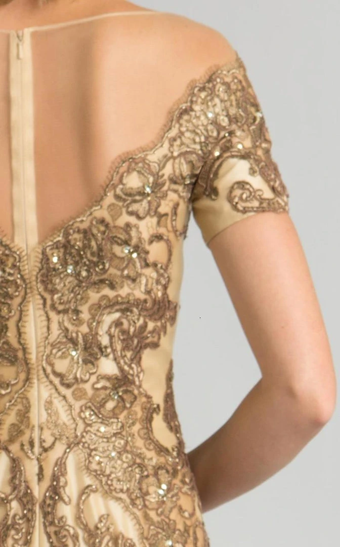 Feriani Couture - 18569 Embellished V-Neck A-Line Dress 6 Feriani Couture - 18569 Embellished V-Neck A-Line Dress