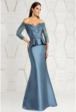 Feriani Couture - 18574 Beaded Off-Shoulder Trumpet Dress
