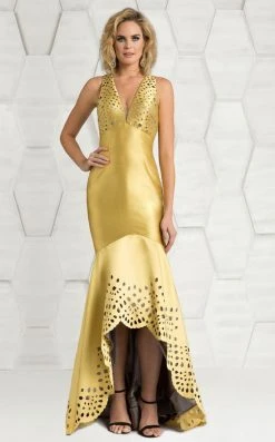 Feriani Couture - 18575 Sleeveless Deep V-Neck Trumpet Dress