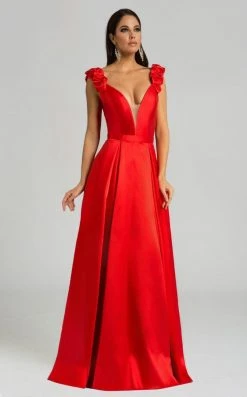 Feriani Couture - 18579 Ruffled Deep V-Neck A-Line Gown
