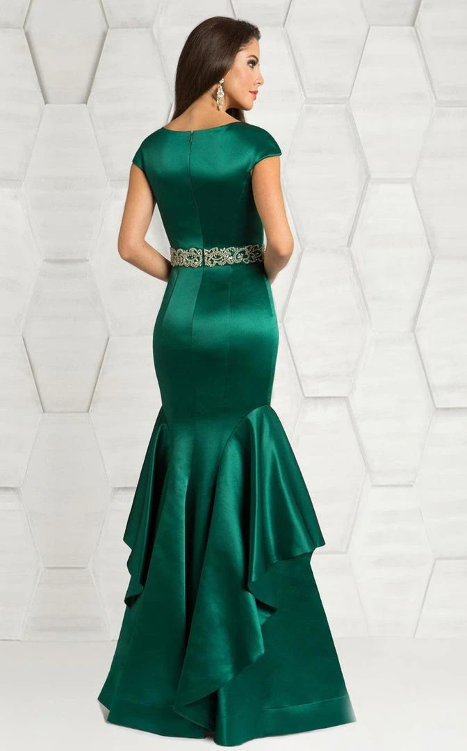 Feriani Couture - 18582 Ruffled Deep V-Neck Mermaid Dress 4 Feriani Couture - 18582 Ruffled Deep V-Neck Mermaid Dress