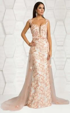 Feriani Couture - 18618 Sheer Floral Embellished Gown