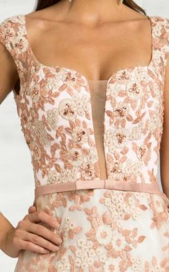 Feriani Couture - 18618 Sheer Floral Embellished Gown