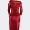 Feriani Couture - 18640 Quarter Sleeve Appliqued Peplum Sheath Dress