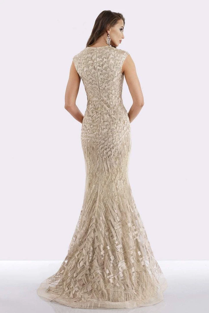 Feriani Couture - 18651 Cap Sleeve Fringed Lace Mermaid Dress 4 Feriani Couture - 18651 Cap Sleeve Fringed Lace Mermaid Dress