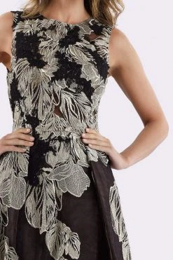 Feriani Couture - 18652 Appliqued Sleeveless Floral Overskirt Gown 7 Feriani Couture - 18652 Appliqued Sleeveless Floral Overskirt Gown