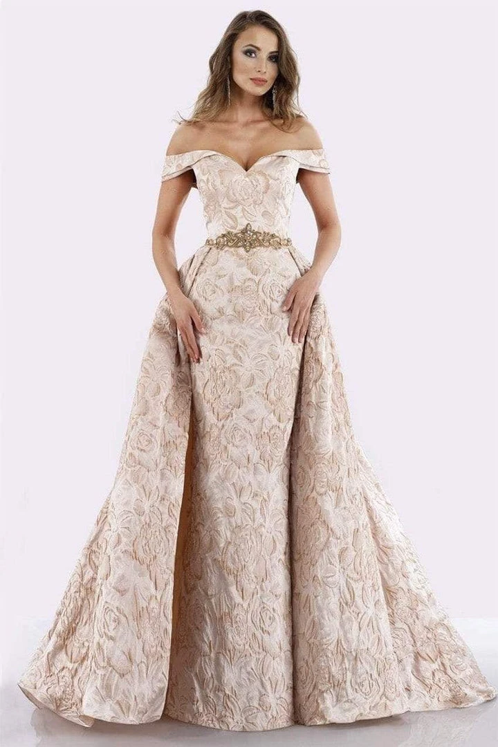 Feriani Couture - 18654 Floral Print Off-Shoulder Gown With Overskirt 3 Feriani Couture - 18654 Floral Print Off-Shoulder Gown With Overskirt