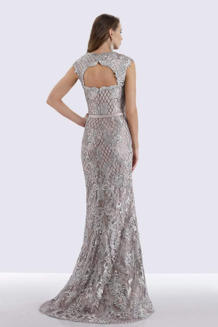 Feriani Couture - 18671 Cap Sleeve Square Neck Lattice Sheath Gown 4 Feriani Couture - 18671 Cap Sleeve Square Neck Lattice Sheath Gown