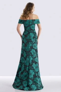 Feriani Couture - 18675 Surplice Fold Over Off Shoulder Floral Gown