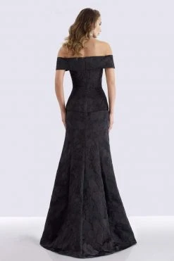 Feriani Couture - 18675 Surplice Fold Over Off Shoulder Floral Gown