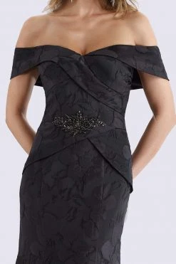 Feriani Couture - 18675 Surplice Fold Over Off Shoulder Floral Gown