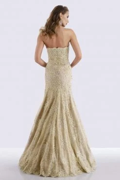 Feriani Couture - 18695 Lace Straight Neck Trumpet Dress With Cape 9 Feriani Couture - 18695 Lace Straight Neck Trumpet Dress With Cape