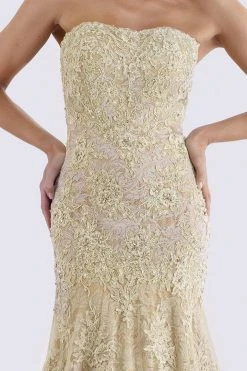 Feriani Couture - 18695 Lace Straight Neck Trumpet Dress With Cape 12 Feriani Couture - 18695 Lace Straight Neck Trumpet Dress With Cape