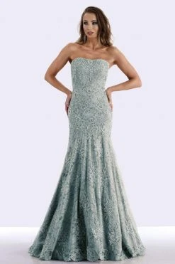 Feriani Couture - 18695 Lace Straight Neck Trumpet Dress With Cape 13 Feriani Couture - 18695 Lace Straight Neck Trumpet Dress With Cape