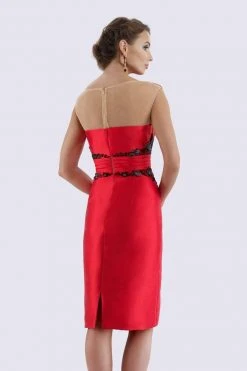 Feriani Couture - 18699 Cap Sleeve Contrast Floral Beaded Sheath Dress 6 Feriani Couture - 18699 Cap Sleeve Contrast Floral Beaded Sheath Dress