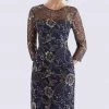 Feriani Couture - 18717 Quarter Length Sleeve Floral Lace Sheath Dress 2 Feriani Couture - 18717 Quarter Length Sleeve Floral Lace Sheath Dress