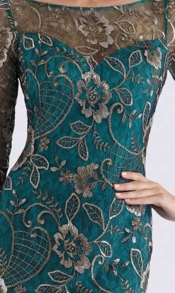 Feriani Couture - 18717 Quarter Length Sleeve Floral Lace Sheath Dress 7 Feriani Couture - 18717 Quarter Length Sleeve Floral Lace Sheath Dress