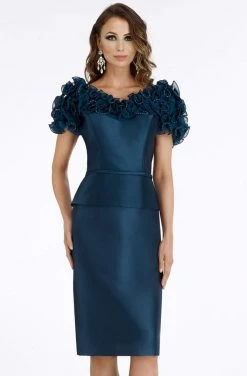 Feriani Couture - 18750 Ruffle Neck And Sleeves Cocktail Dress