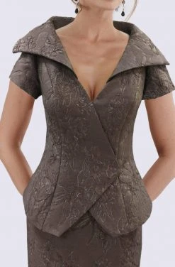 Feriani Couture - 18751 Shawl Style Collar Wide V Neck Cocktail Dress 5 Feriani Couture - 18751 Shawl Style Collar Wide V Neck Cocktail Dress