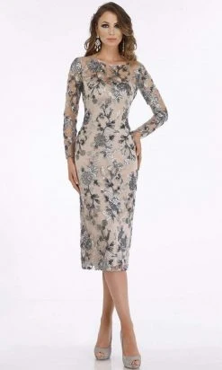 Feriani Couture - 18853 Bateau Long Sleeves Cocktail Dress