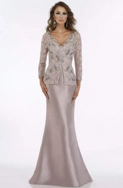 Feriani Couture - 18877 Floral Beaded Lace Peplum Mermaid Gown