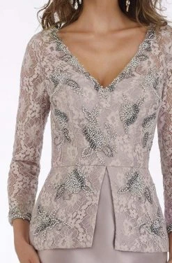 Feriani Couture - 18877 Floral Beaded Lace Peplum Mermaid Gown