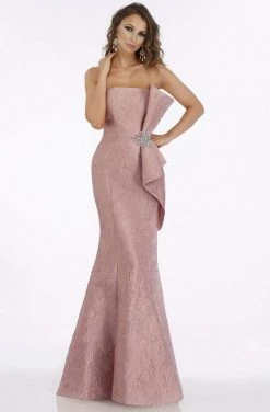 Feriani Couture - 18878 Strapless Brooch Accented Fold-Ornate Gown