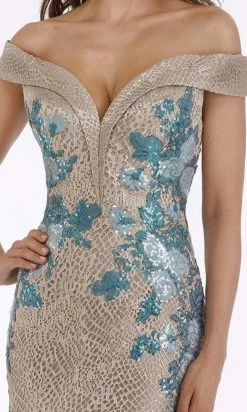 Feriani Couture - 18901 Sequin-Ornate Metallic Mermaid Gown