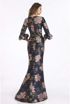 Feriani Couture - 18905 Floral Detailed V-neck Mermaid Dress 6 Feriani Couture - 18905 Floral Detailed V-neck Mermaid Dress