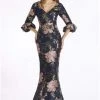 Feriani Couture - 18905 Floral Detailed V-neck Mermaid Dress