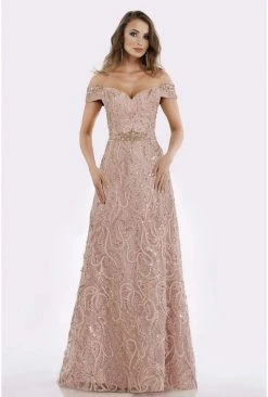 Feriani Couture - 18906 Embellished Plunging Off-Shoulder A-line Dress