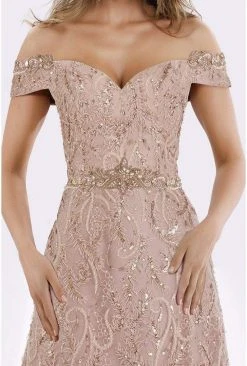 Feriani Couture - 18906 Embellished Plunging Off-Shoulder A-line Dress