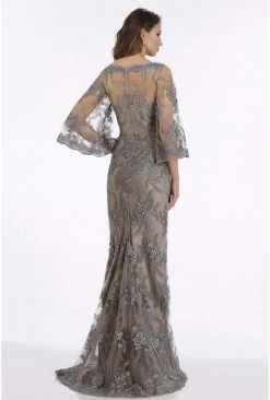 Feriani Couture - 18907 Floral Embroidered V-neck Trumpet Dress