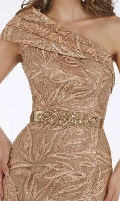 Feriani Couture - 18916 Pleated Asymmetrical Trumpet Lace Gown