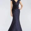 Feriani Couture - 18957 Beaded Appliques Plunging V-Neck Gown