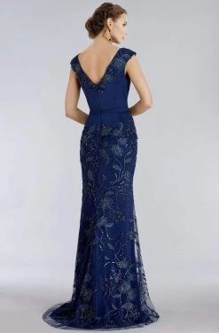 Feriani Couture - 18961 Cap Sleeve Floral Beaded Peplum Gown