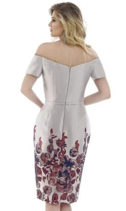 Feriani Couture - 20101 Off-Shoulder Glitter Floral Print Dress