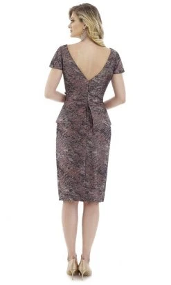 Feriani Couture - 20103 Sleeves V-Neck Peplum Sheath Dress